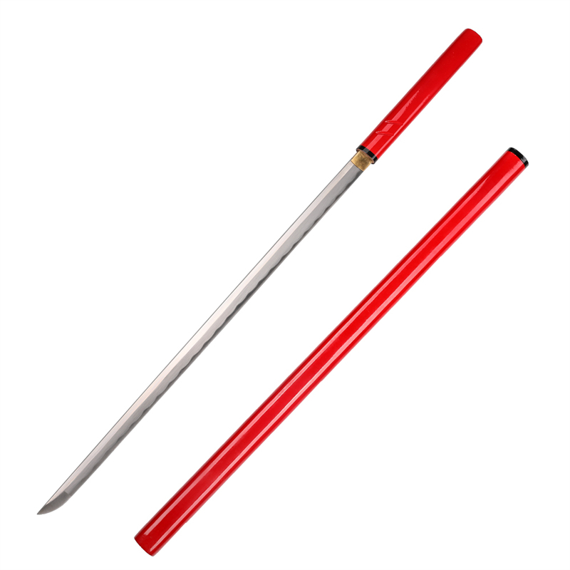 Red Zatoichi Shirasaya Sword Functional Handmade 1045 Carbon Steel Samurai Katana Sword