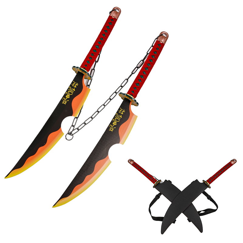Stainless Steel Blade Demon Slayer Tengen Uzui Twin Swords Set with Chain
