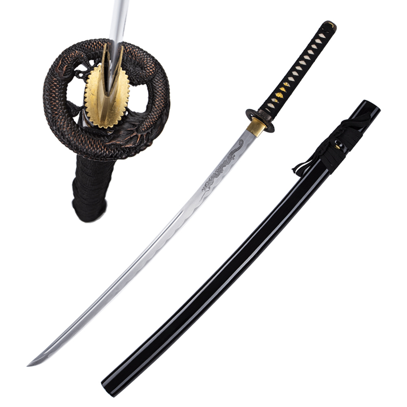 Handmade Samurai Katana Full Tang 1045 Carbon Steel Battle Ready Blade Dragon Sword 