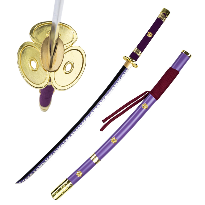 One Piece Zoro Weapon Replica Purple Enma Hand Forged Full Tang 1045 Steel Samurai Katana Sword
