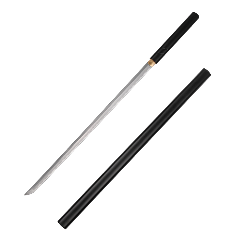 Black Zatoichi Straight Shirasaya Sword Functional Japanese Katana 1045 Carbon Steel