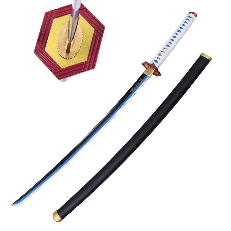 Demon Slayer Giyu Tomioka Nichirin Blade Handmade Full Tang 1045 Carbon Steel Real Katana Sword Metal