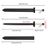 138cm Anime Berserk Decoration Weapon Black Swordsman Guts Great Real Sword Replica with PU Leather Sheath