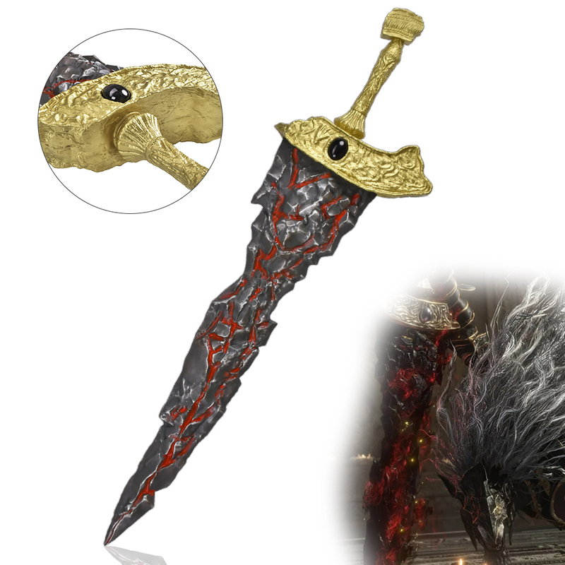 Elden Ring 51in Life Size Weapon Sword Maliketh Black Blade Fiberglass Cosplay Prop with Weathered Finish 