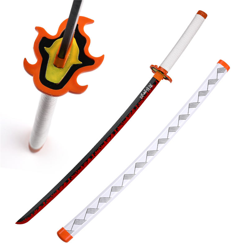Japan Anime Demon Slayer Kyojuro Wooden Katana Sword Toy
