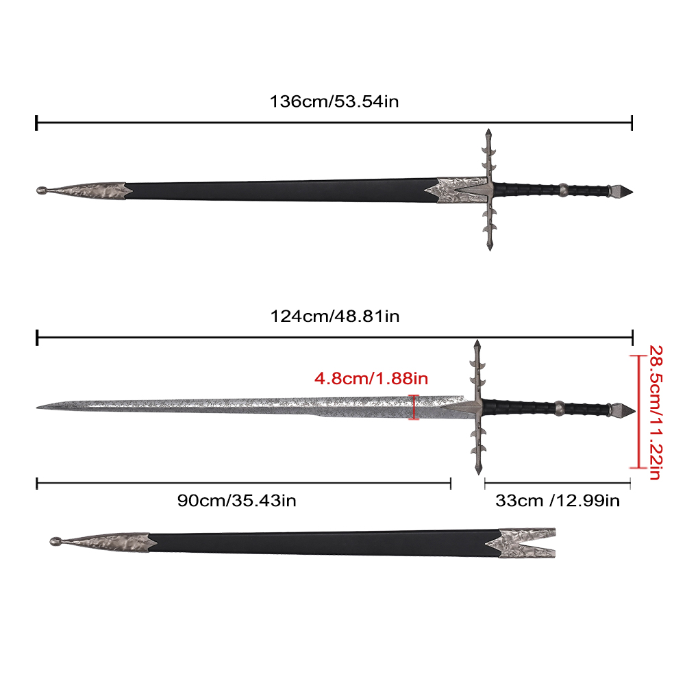 136cm 1:1 LOTR Lord of the Rings Real Sword Ringwraith Nazgul Weapon Replica Etched Stainless Steel Blade Long Sword