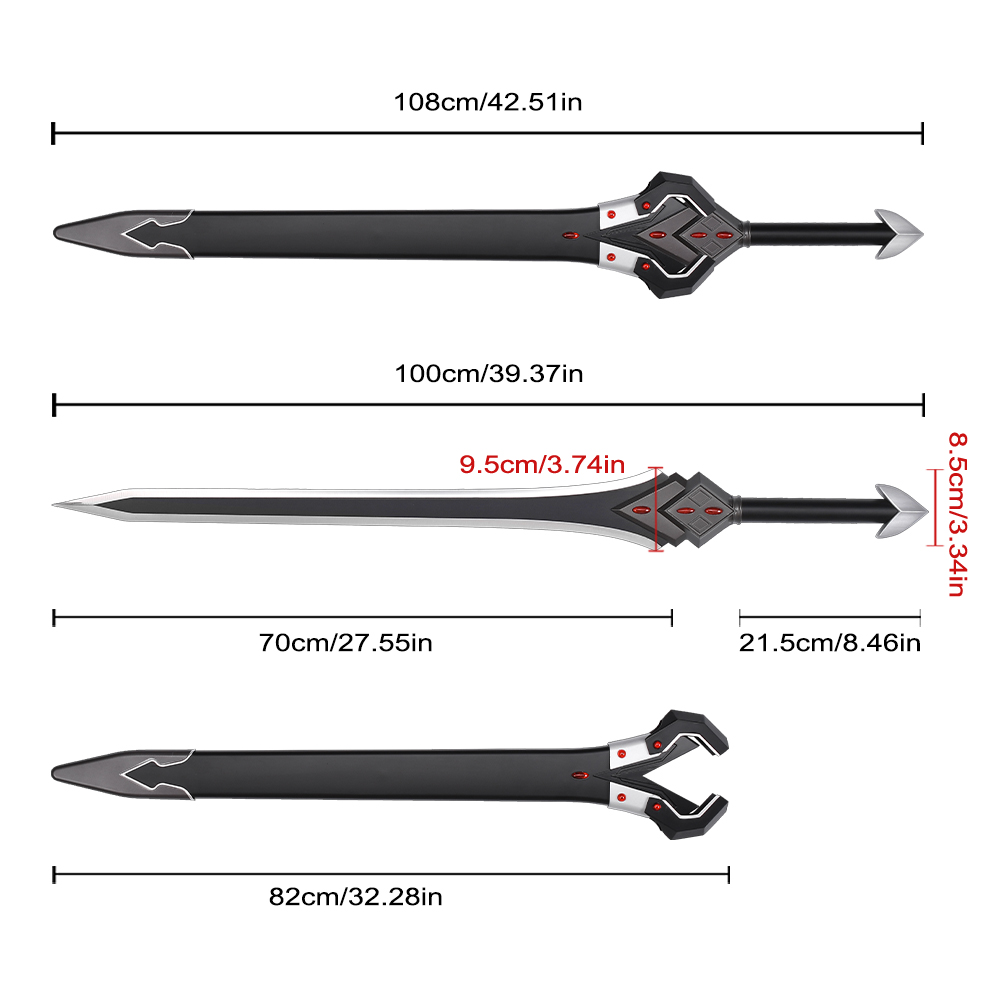 108cm Anime Undefeated Bahamut Chronicle Real Weapon Stainless Steel Blade Lux Arcadia Black Sword Replica