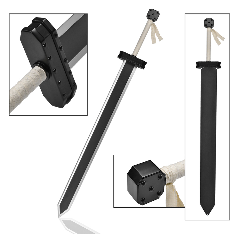138cm Anime Berserk Decoration Weapon Black Swordsman Guts Great Real Sword Replica with PU Leather Sheath