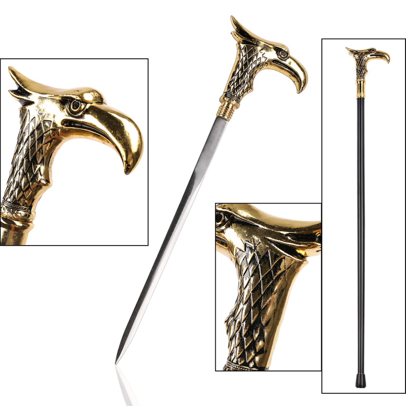 Wholesale Elegant Fashion Luxury Cane Sword Golden Eagle Head Walking Stick