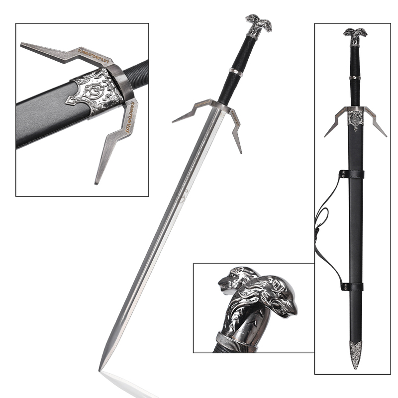 105.5cm The Witcher 3 Wild Hunt Sword Real Stainless Steel Blade Geralt of Rivia Silver Sword Replica
