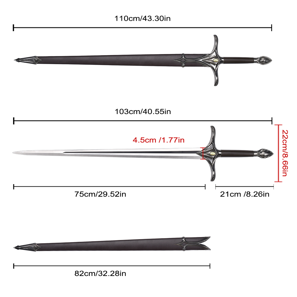110cm 1.4kg Lord of the Rings Stainless Steel Blade Real Metal Weapon LOTR Rings of Power Galadriel Sword Replica