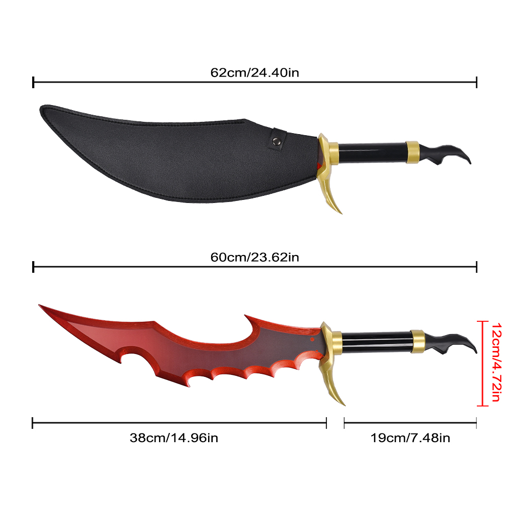 60cm Anime Solo Leveling Plastic Toy Sword Sung Jin Woo Bamboo Blade Knight Killer Dagger Weapon with PU Leather Sheath