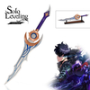 70cm Game Solo Leveling Arise Sung Jin Woo Stainless Steel Weapon Sword Metal Moonshadow Daggers with Wood Display