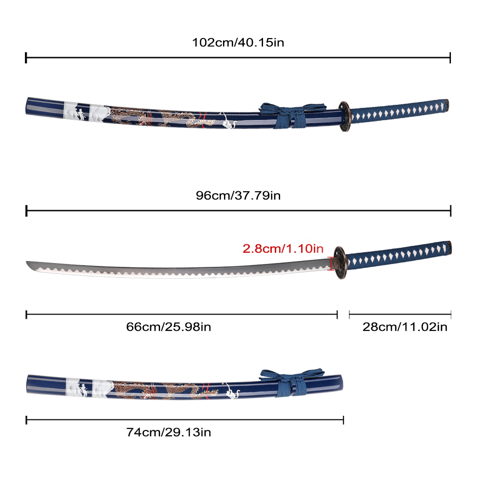 Factory Outlet 102cm Japanese Traditional Weapon Carbon Steel Blade Dragon Real Samurai Katana Sword with Wood Saya