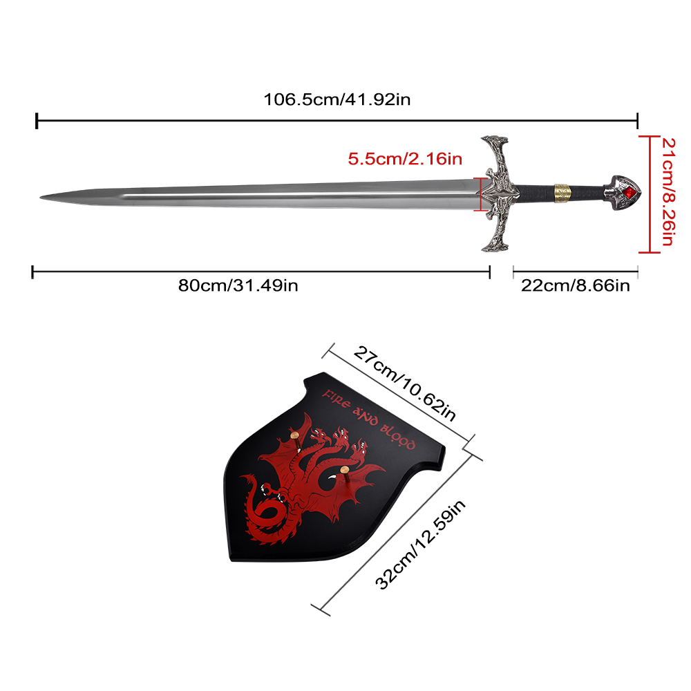 41.92in Book Edition House of The Dragon Real Weapon Sword Stainless Steel Blade Aegon Blackfyre Sword Replica for Collection