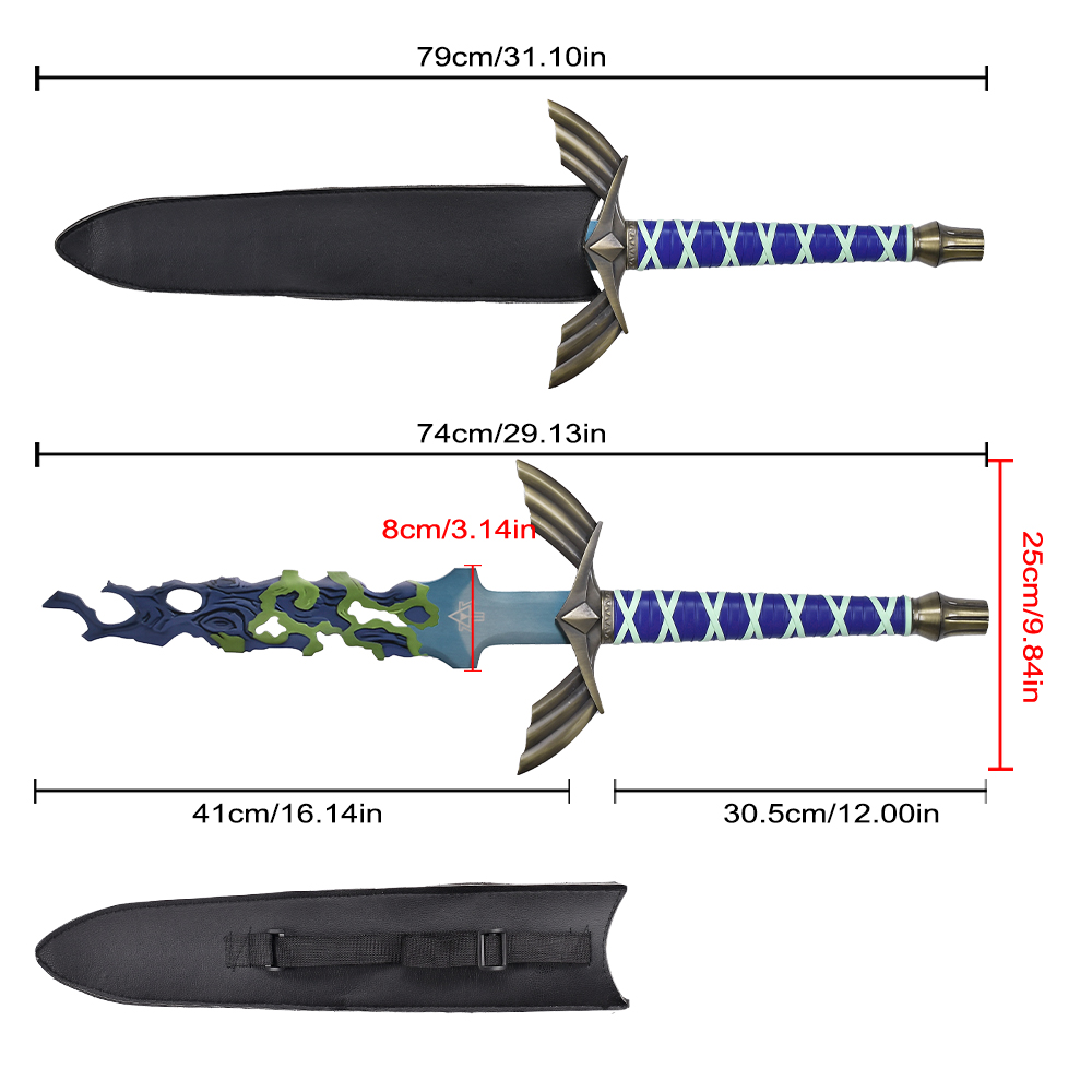 31in the Legend of Zelda 440ss Blade Real Weapon Replica Cosplay Prop Link Decacyed Master Sword with Leather Sheath