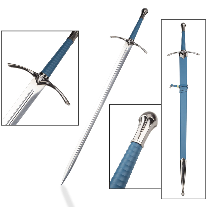 The Hobbit Gandalf Weapon Replica Stainless Steel Glamdring Sword with Blue Sheath