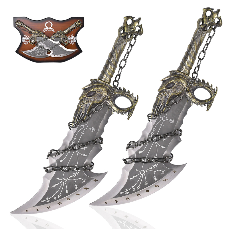 53cm Game GOW God of War Ragnarok Kratos Double Blade Stainless Steel Real Metal Weapon Blade of Chaos Replica