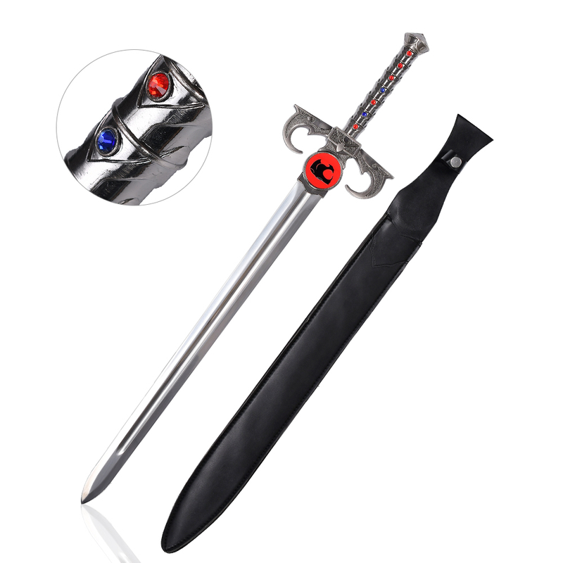 83cm Thundercats Lion-O Sword of Omens Unsharpened Stainless Steel Blade Real Weapon Sword with PU Leather Sheath