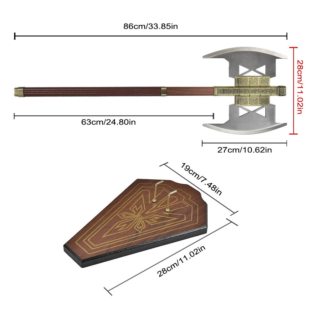The Lord of the Rings Double Blade Axe LOTR 86cm 4.5kg 1:1 Full Metal Dwarf Gimli Weapon Replica Double Headed Axe