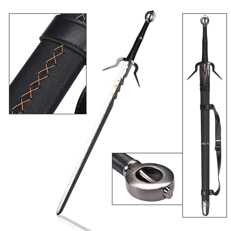 The Witcher 4 Ciri Real Weapon Zireael Sword Replica 440 Stainless Steel Blade 129cm Metal Silver Sword with Adjustable Black Strap