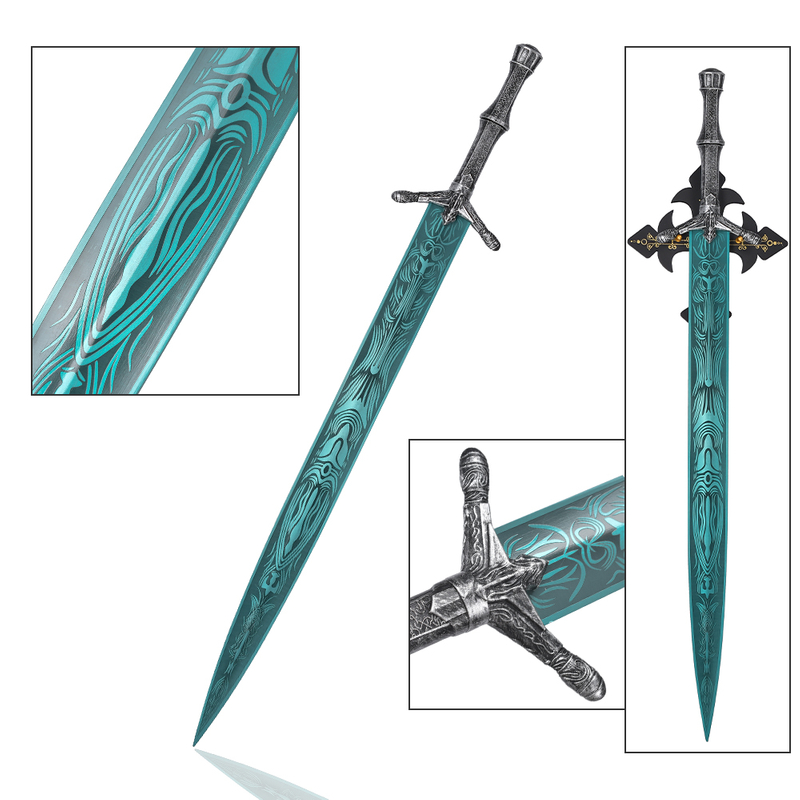 100cm Hot Sale Game Bloodborne Real Sword Weapon Blue Stainless Steel Blade Ludwig Holy Moonlight Sword for Collection