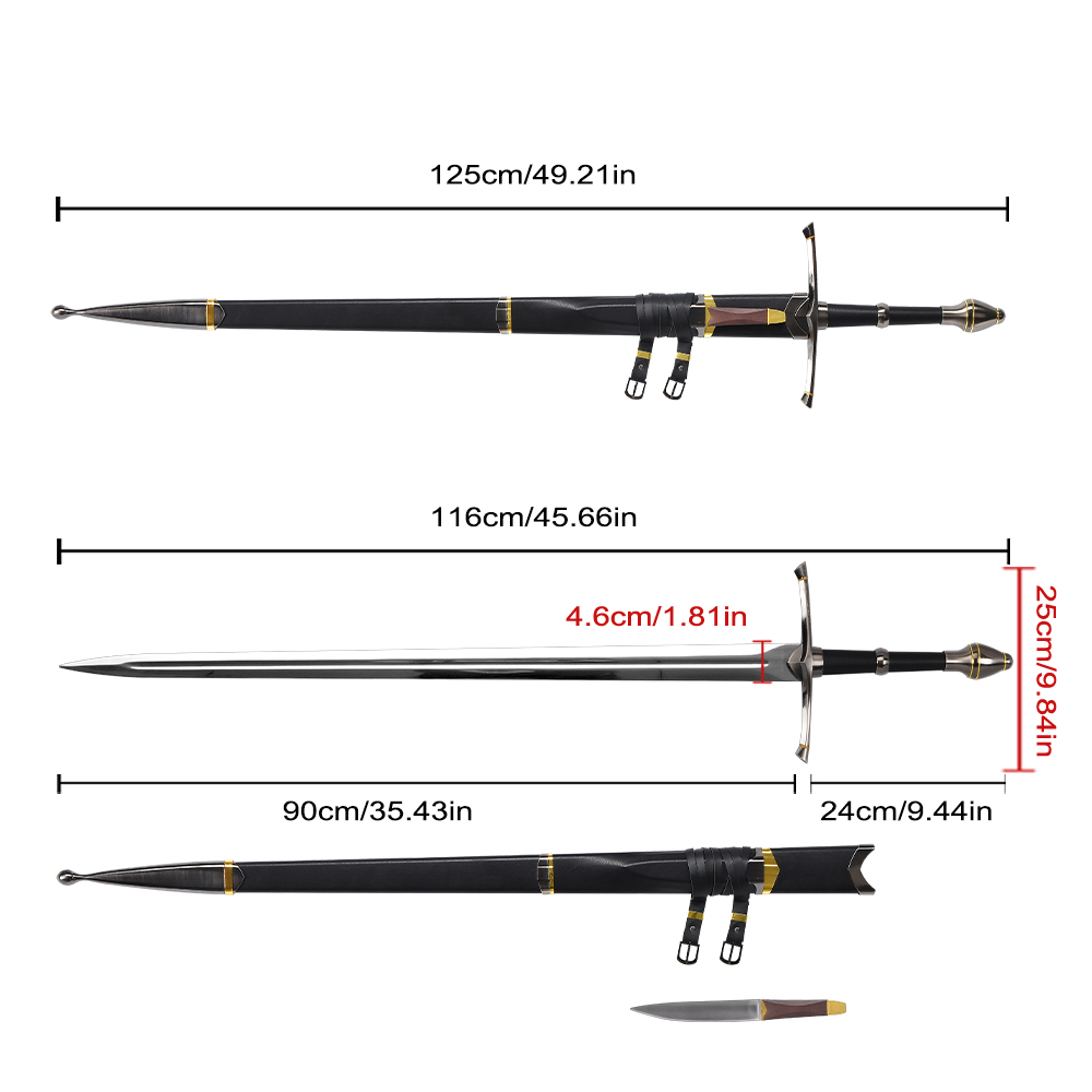 125cm The Lord of The Rings Lotr Aragorn II Stainless Steel Blade Weapon Replica Strider Ranger Real Sword with Knife