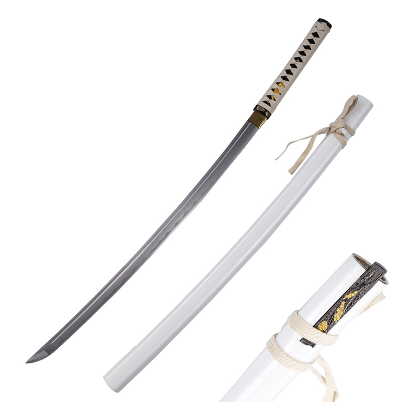 Handmade Full Tang High Carbon Steel Blade Shirasaya Katana Samurai Sword With Knife