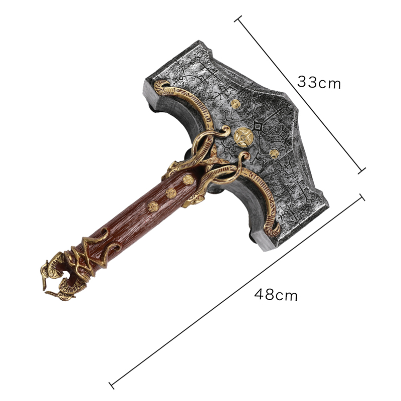 God of War Resin Fiberglass Cosplay Weapon Prop Mjolnir Thor Hammer Toy