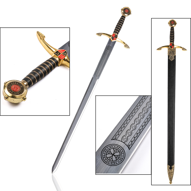 Golden European Medieval Weapon Stainless Steel Blade Black Prince Sword Metal
