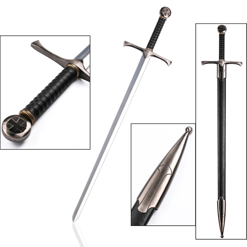 Stainless Steel Blade Medieval Weapon Replica Crusader Knight Sword Metal 
