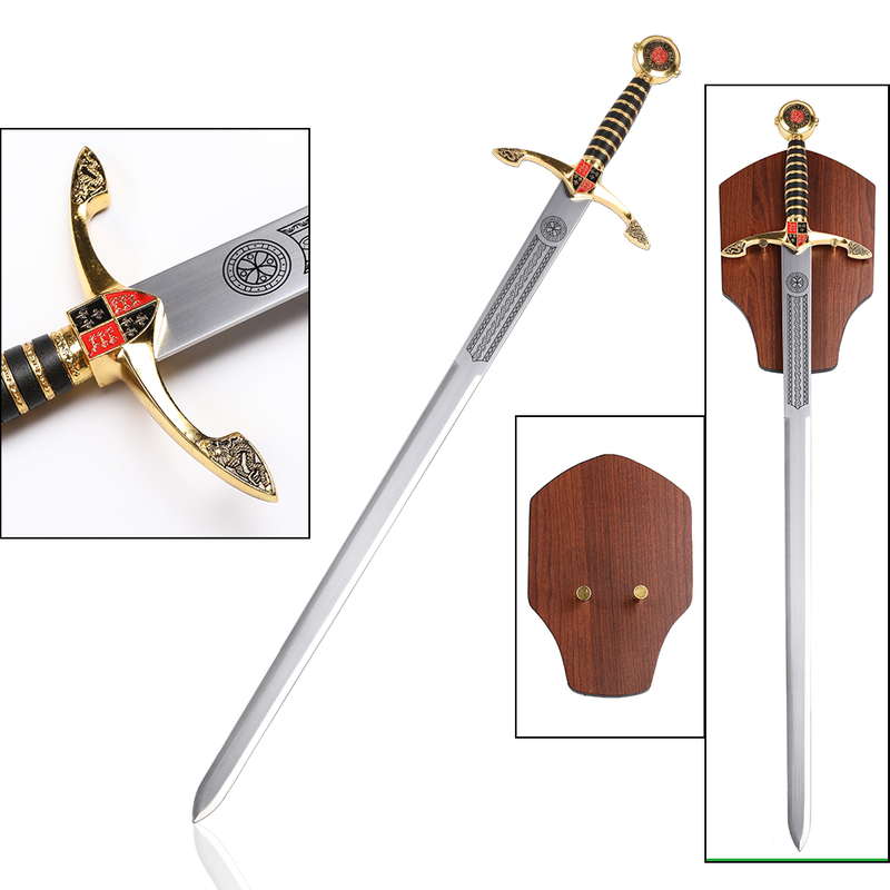 Edward the Black Prince Medieval Crusader Knight Long Sword with Display Plaque