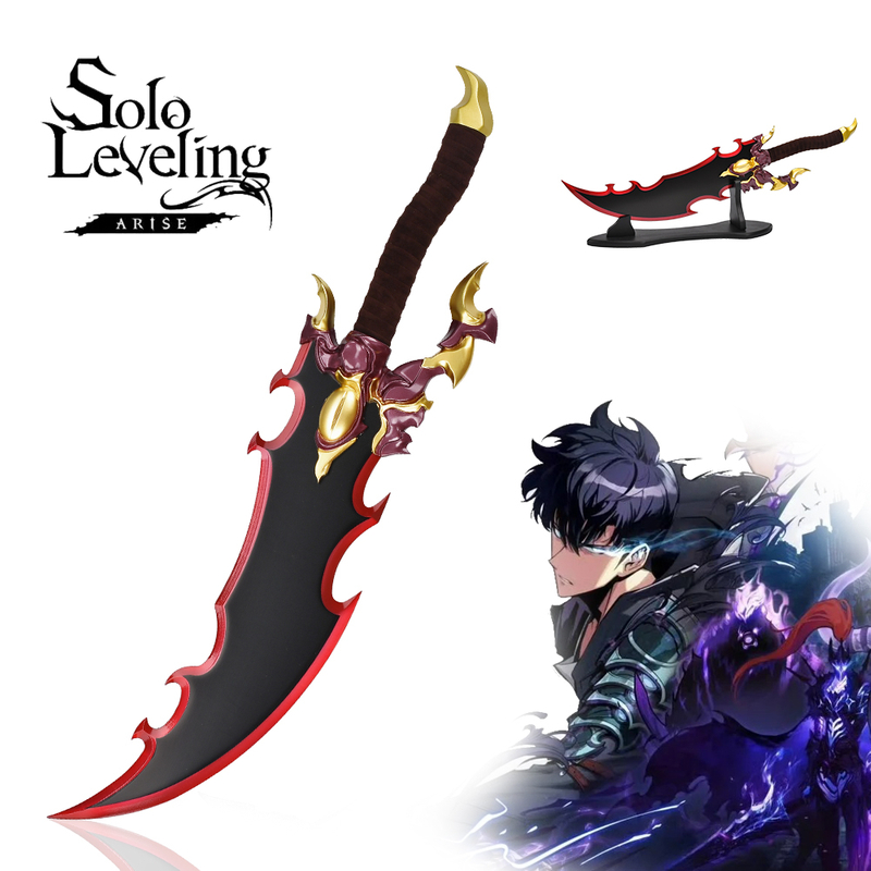 63cm Solo Leveling Arise Stainless Steel Blade Real Weapon Sword Sung Jin Woo Baran Demon King Dagger for Cosplay Prop Costume Gift
