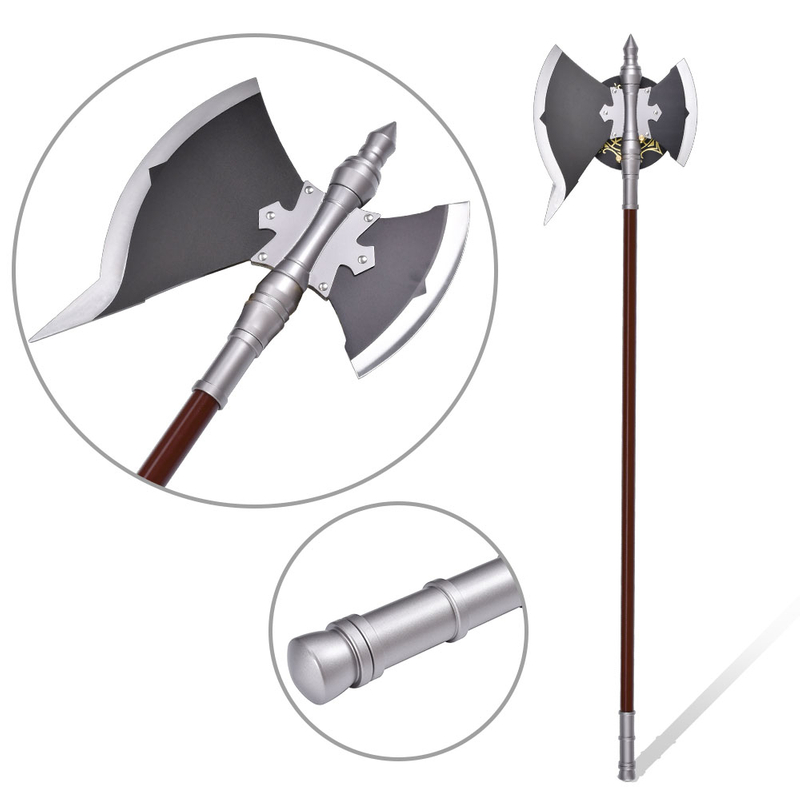 63in Full Matel Battle Double Headed Axe Frieren Beyond Journey's End Cosplay Weapon Stainless Steel Blade Stark Tomahawk