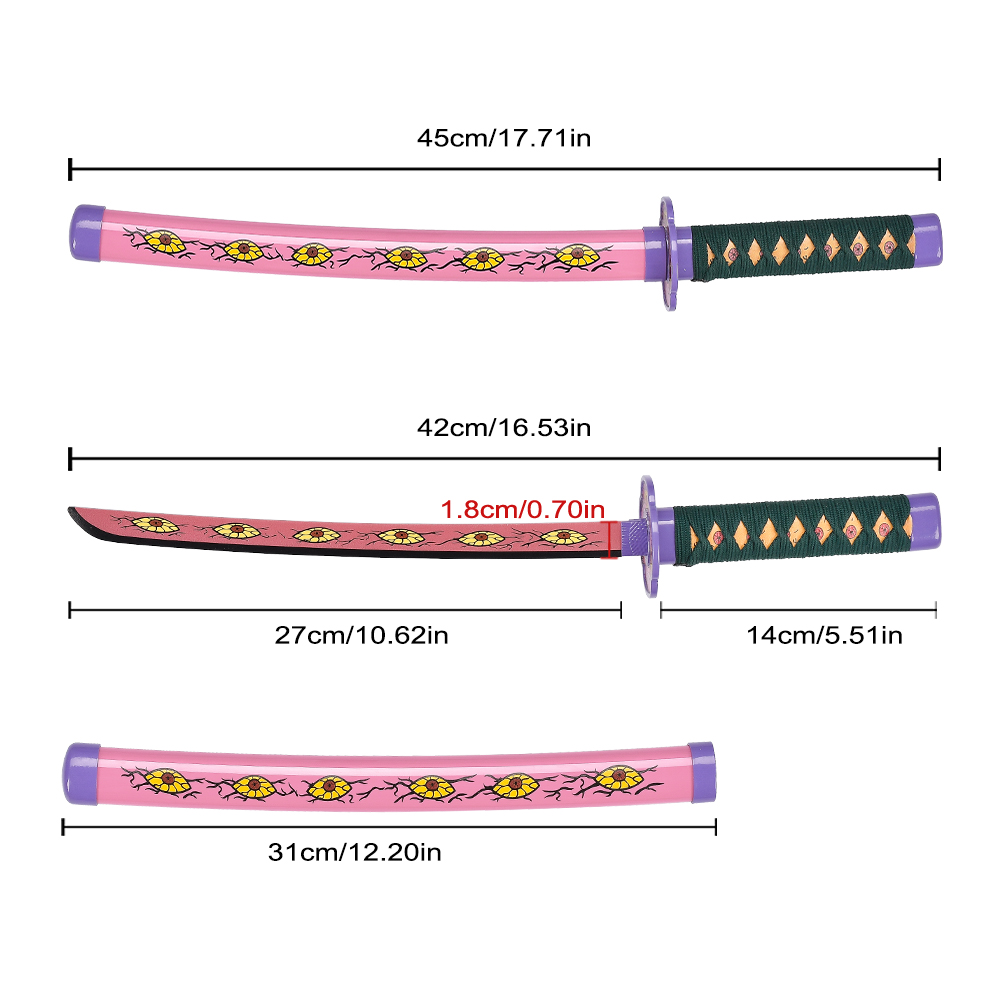 45cm Japanese Anime Demon Slayer Real Stainless Steel Blade Kyokokukamusari Kokushibo Katana Sword Toy