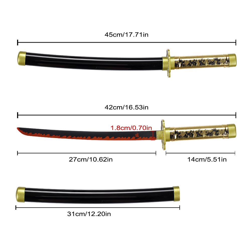 45cm Japanese Anime Demon Slayer Stainless Steel Blade Yoriichi Tsugikuni Real Metal Mini Katana Sword for Kids Role Play