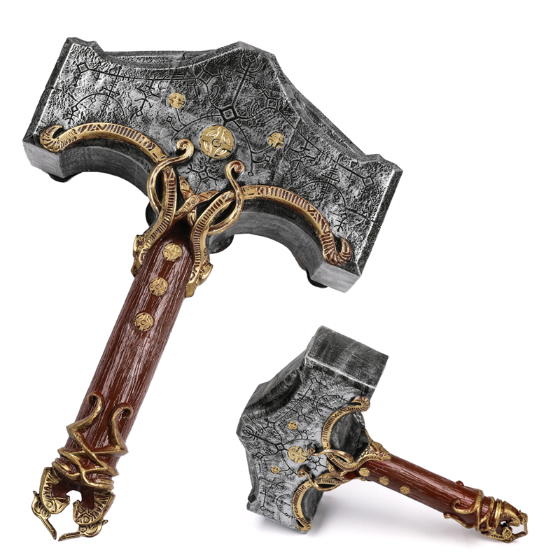 God of War Resin Fiberglass Cosplay Weapon Prop Mjolnir Thor Hammer Toy