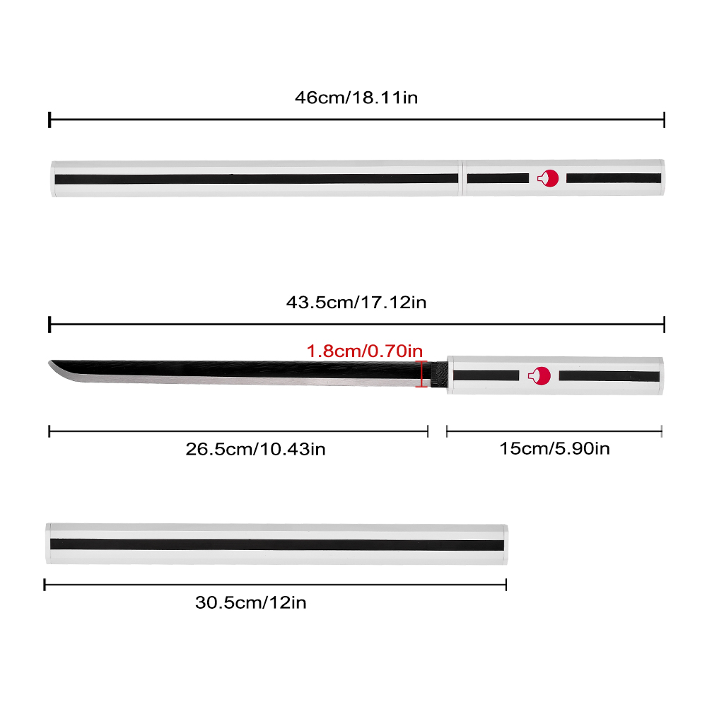 46cm Japanese Anime Naruto Dagger Stainless Steel Blade Weapon Sasuke Uchiha Kusanagi Metal White Mini Katana Sword 