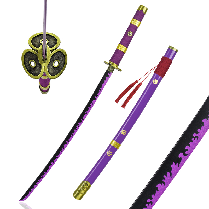 Japanese Anime One Piece 104cm Real Metal Weapon Replica Zoro Purple Enma Carbon Steel Katana Sword for Kidults Role Play
