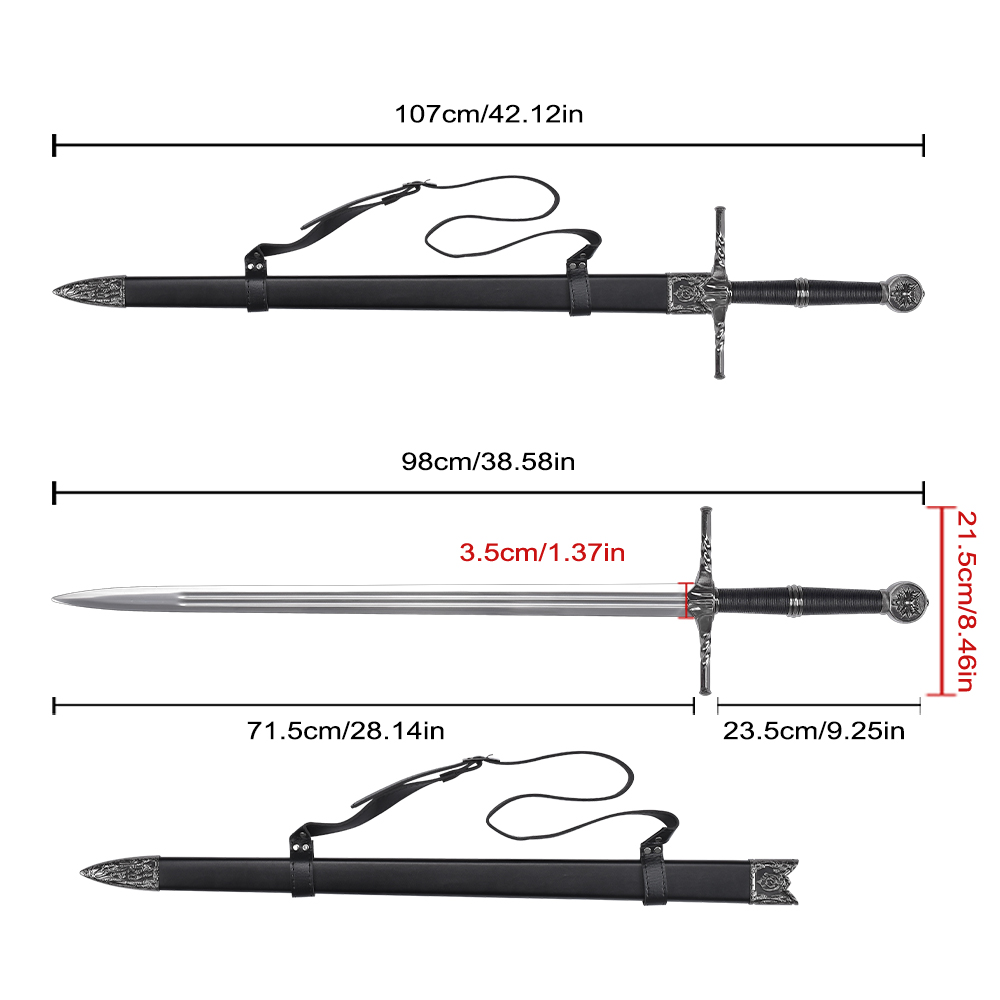 Wholesale 107cm Hot Game the Witcher 3 Wild Hunt Stainless Steel Blade Real Weapon Geralt of Rivia Steel Sword Replica