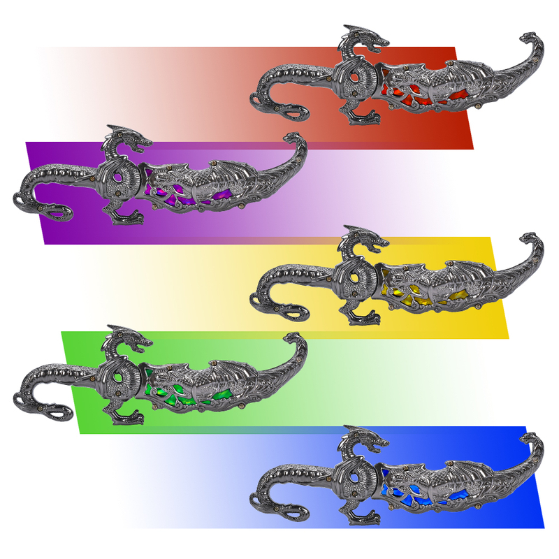 10in Five Colors Decorative Fantasy Stainless Steel Blade Metal Dragon Dagger Knives for Collectible