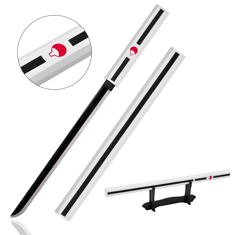 46cm Japanese Anime Naruto Dagger Stainless Steel Blade Weapon Sasuke Uchiha Kusanagi Metal White Mini Katana Sword 