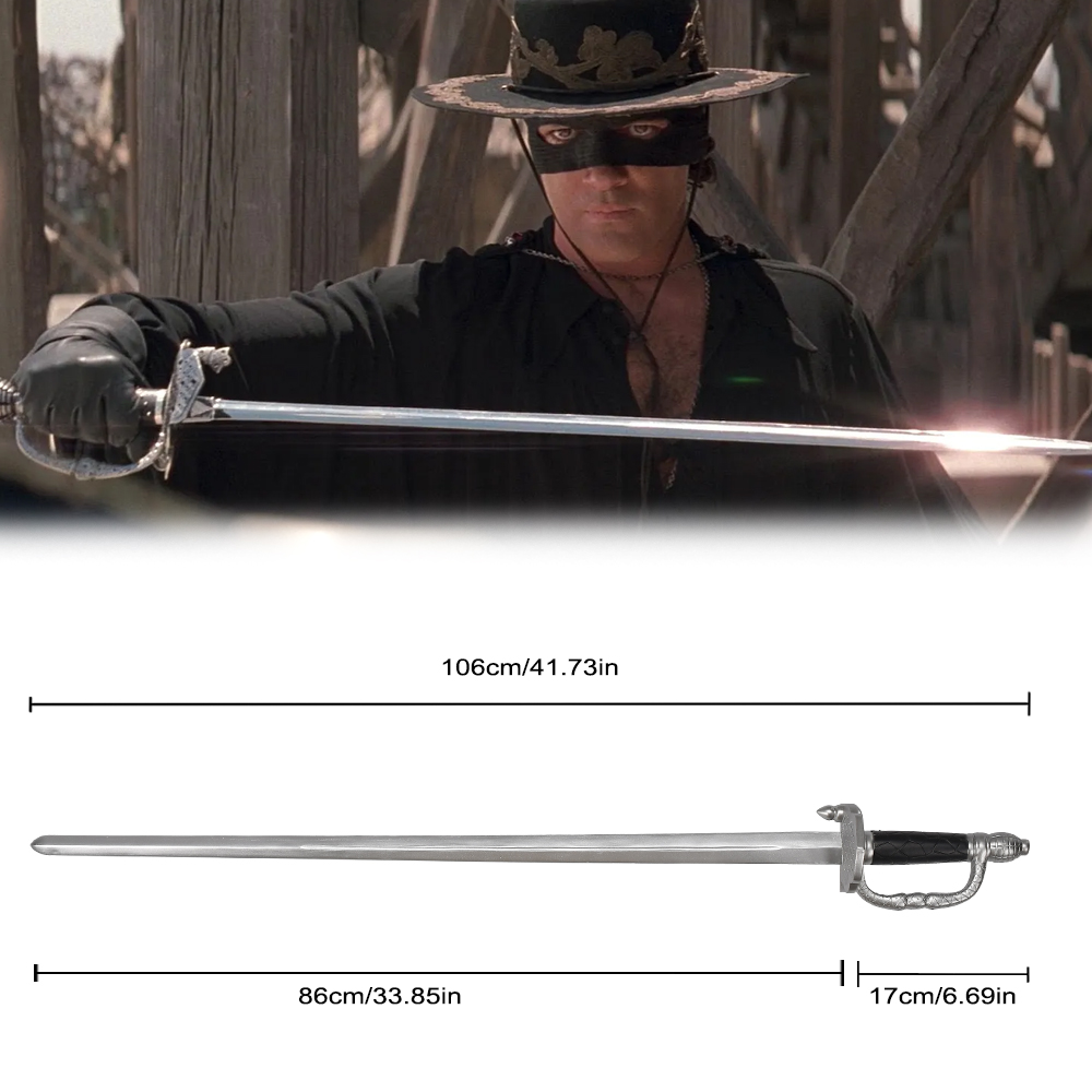 The Legend of Zorro Movie Replica PU Foam Larp Weapon Renaissance European Knight Zorro Rapier Sword Toy