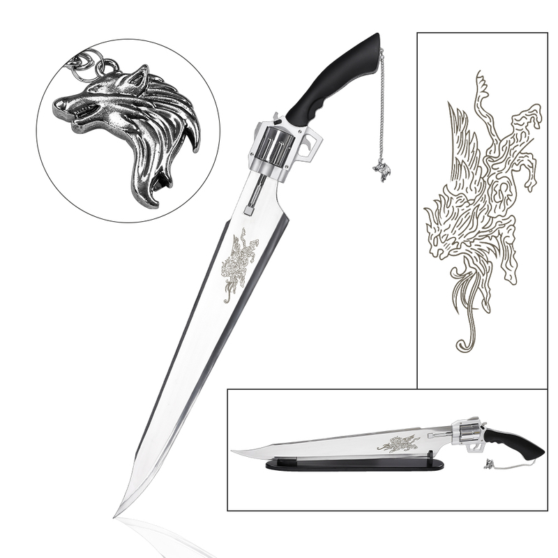 129cm Final Fantasy VIII FF8 Squall Leonhart Weapon Replica Gunblade Revolver Gun Sword with Lionheart Winged 