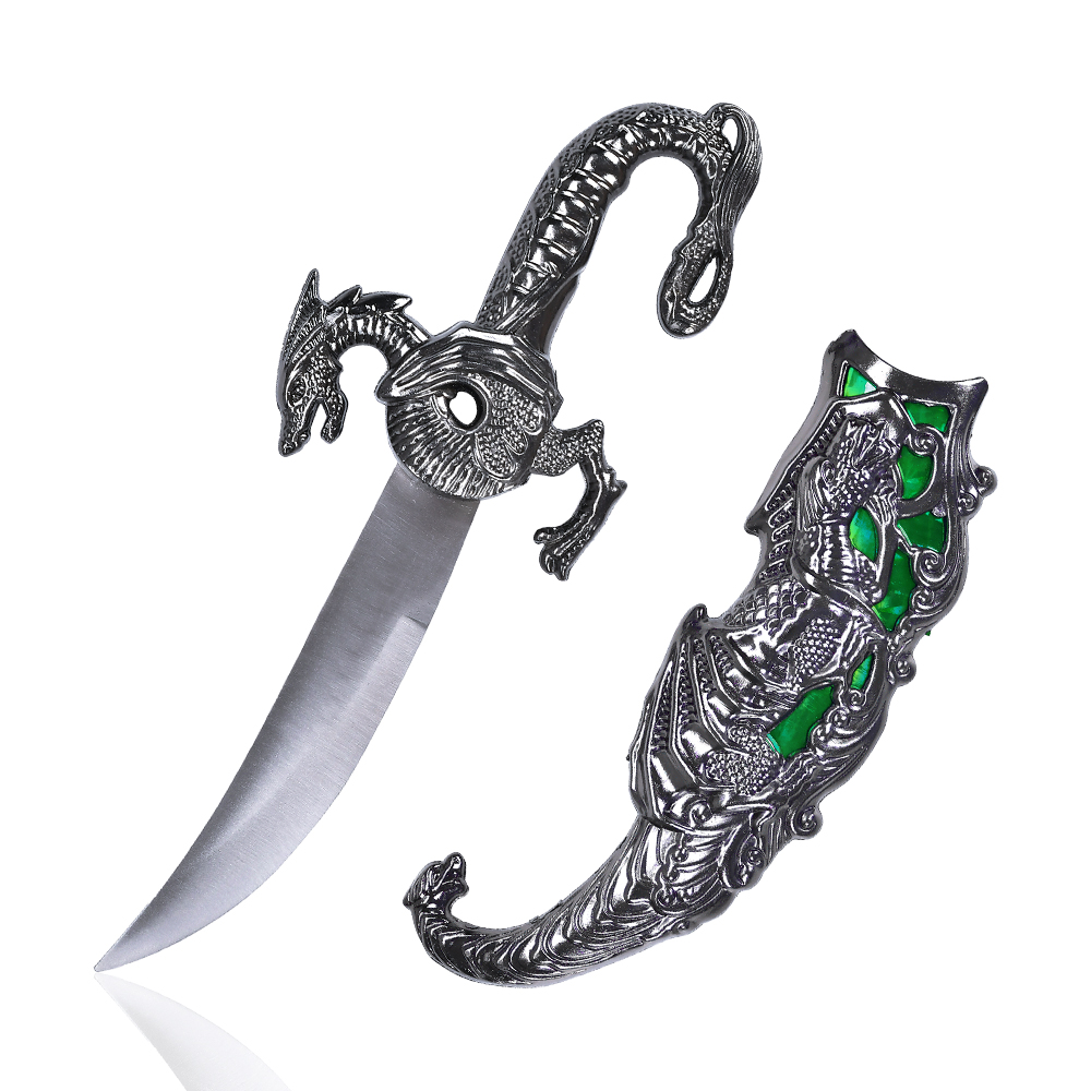 10in Five Colors Decorative Fantasy Stainless Steel Blade Metal Dragon Dagger Knives for Collectible