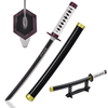 45cm Japanese Anime Demon Slayer Mini Cosplay Dagger Real Steel Nichirin Blade Giyu Tomioka Katana Metal Toy