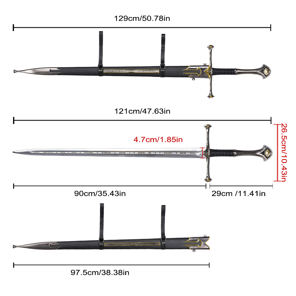 129cm Authentic Lord of the Rings LOTR Narsil Sword 440ss Blade Real Weapon Aragorn Anduril Sword Replica