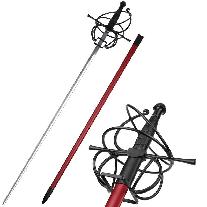 Martial Arts Supply Renaissance Weapon Spiral Black Swept Hilt Fancy Rapier Sword