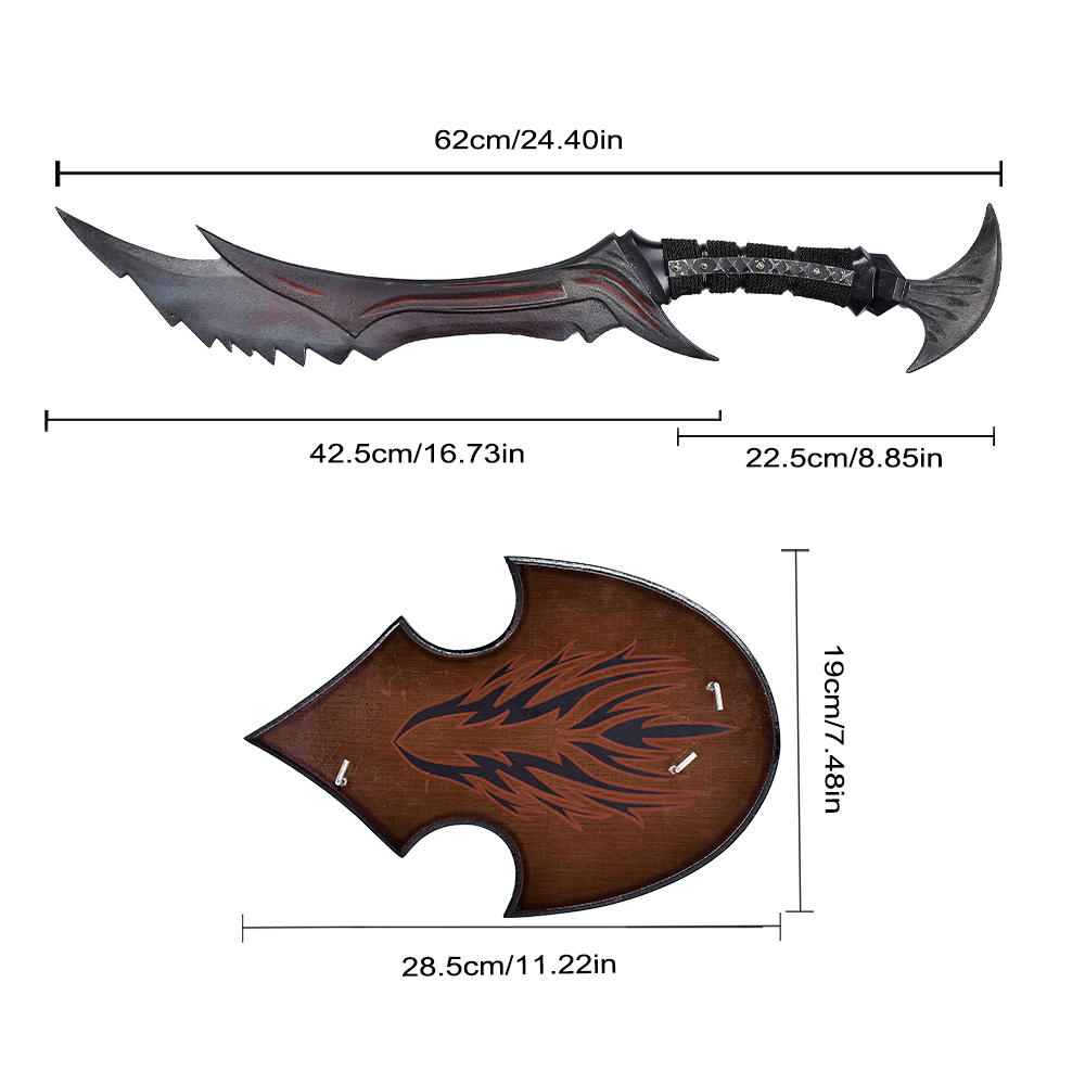 62cm the Elder Scrolls V Skyrim Weapons Sword Blunt Full Metal Cast Iron Daedric Dagger for Cosplay Collectible
