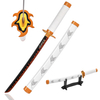 45cm Japanese Anime Demon Slayer Stainless Steel Mini Katana Kyojuro Rengoku Nichirin Blade Tanto Sword